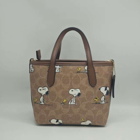 Coach Snoopy Character Pattern Satchel - Picture 1 of 6